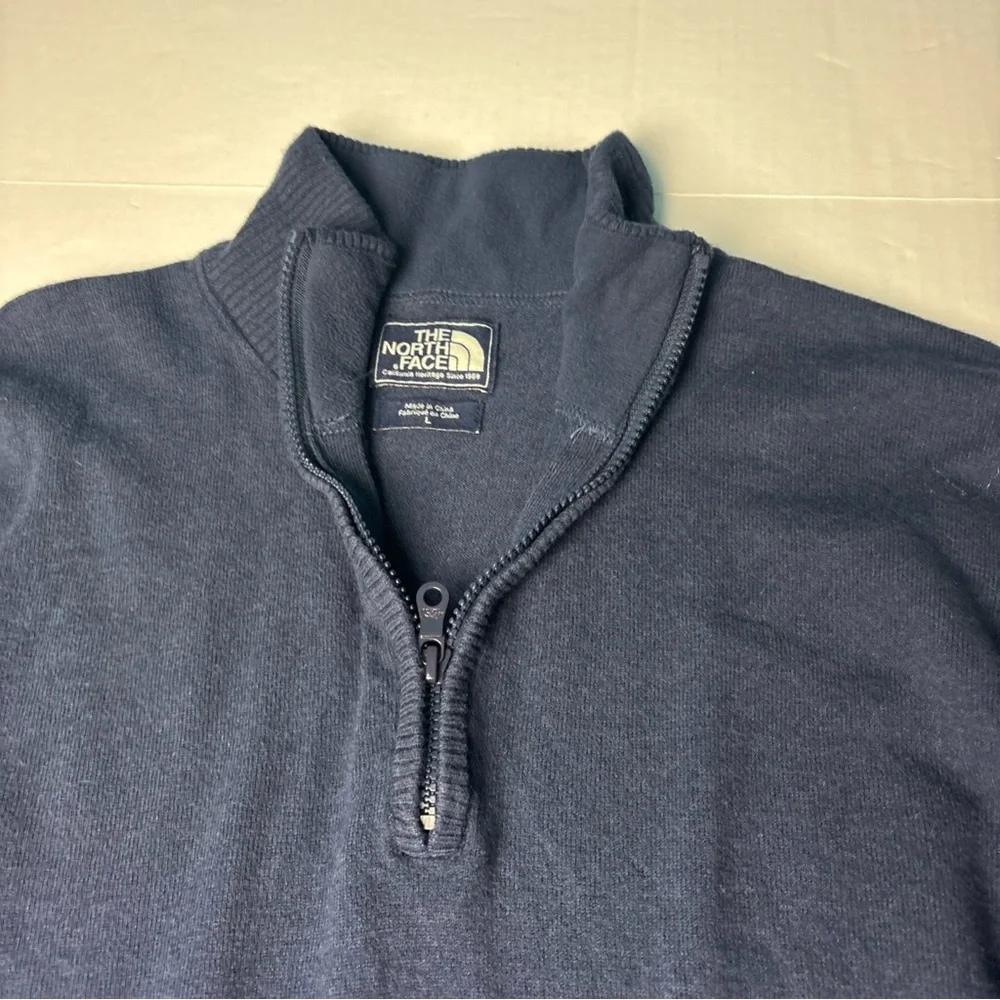The North Face Men’s Large Knit Pullover Navy Blue Collared Lightweight Preppy